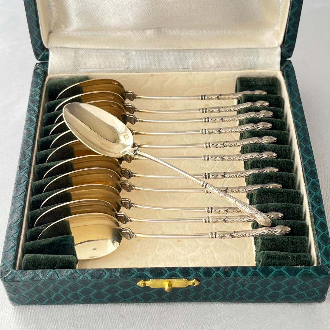 【仏蘭西】 コーヒースプーン　12本【シルバープレート】ケース