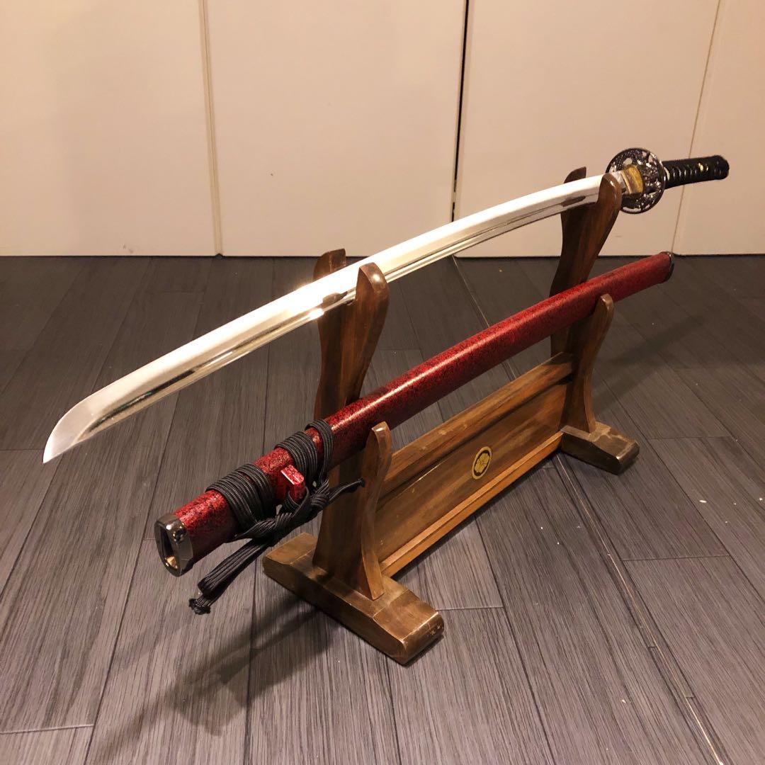 陸奥守吉行　高級模造刀　坂本龍馬拵え　居合刀　優乱刃紋　朱拵え　合金刀身