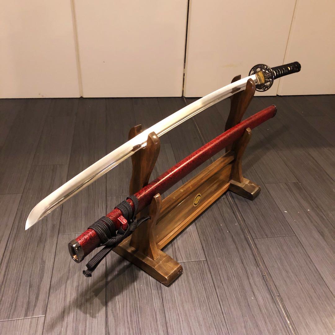 陸奥守吉行　高級模造刀　坂本龍馬拵え　居合刀　優乱刃紋　朱拵え　合金刀身