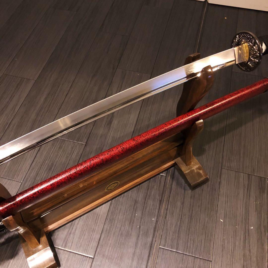 陸奥守吉行　高級模造刀　坂本龍馬拵え　居合刀　優乱刃紋　朱拵え　合金刀身