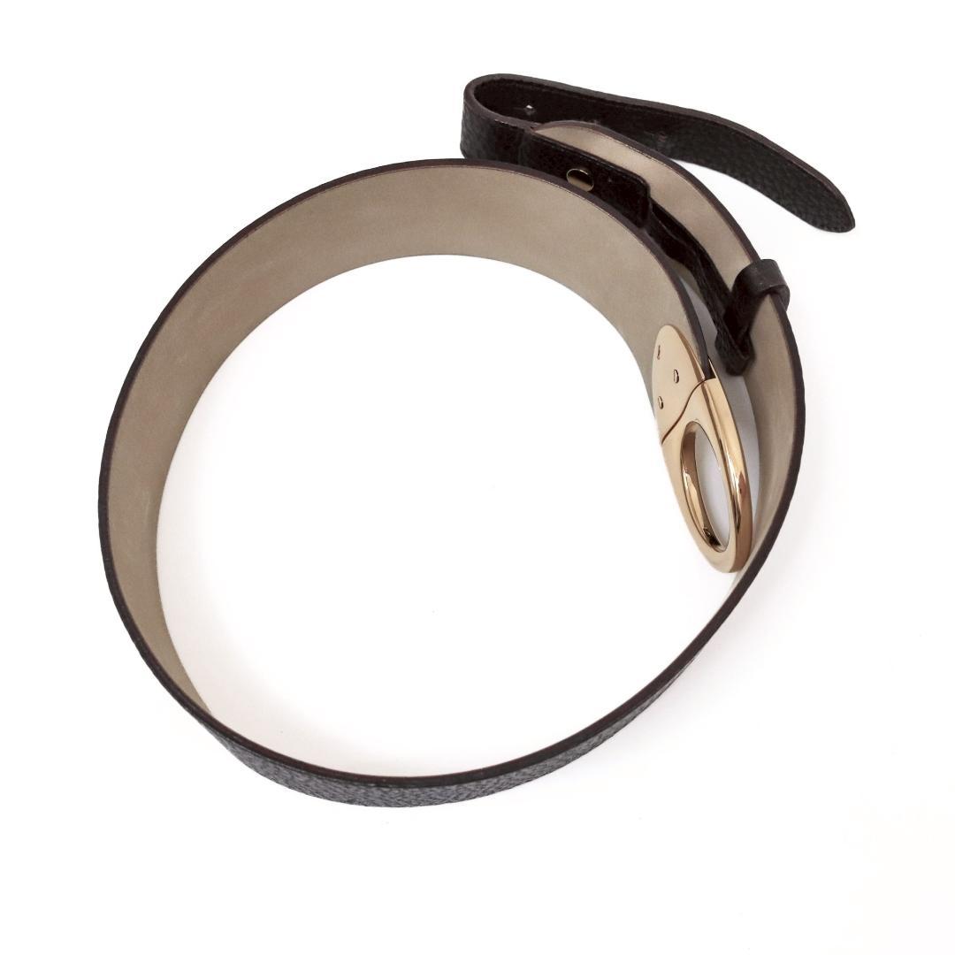 美品 ブルガリ レザーベルト 78cm±2.5 楕円バックル 黒 751