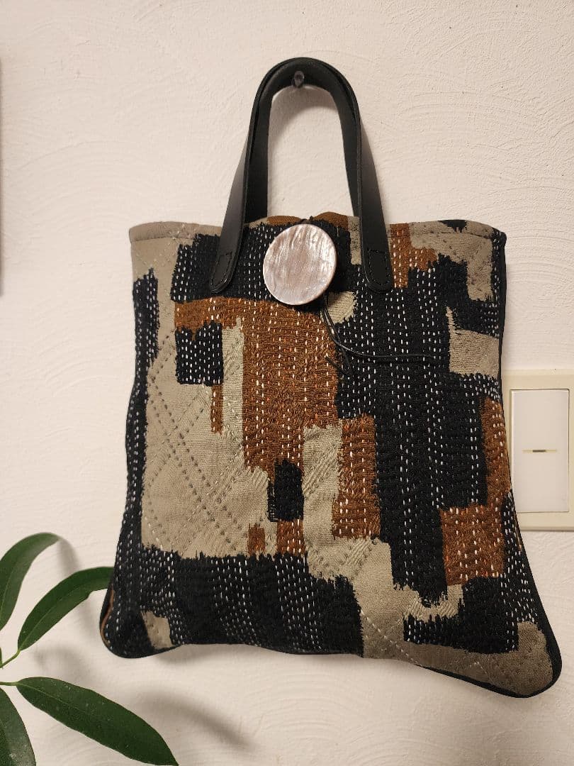 ★★★新作　秋色　幾何学模様の刺し子トードバッグ　一点物　センソユニコ慈雨等