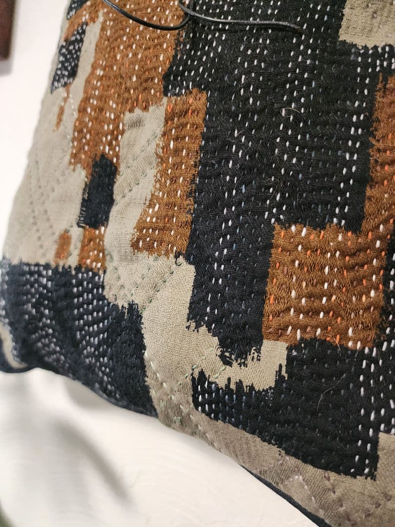 ★★★新作　秋色　幾何学模様の刺し子トードバッグ　一点物　センソユニコ慈雨等