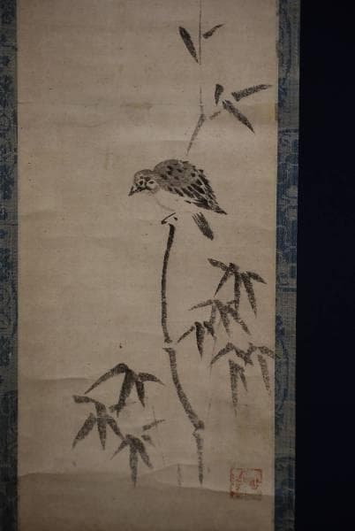 不詳/作者不詳/稲雀画賛/布袋屋掛軸HC-492