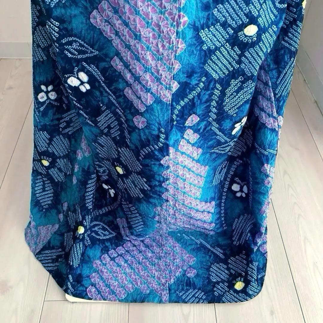 椿★ 有松絞り浴衣・有松鳴海絞り 大輪花模様　上質　N7-16