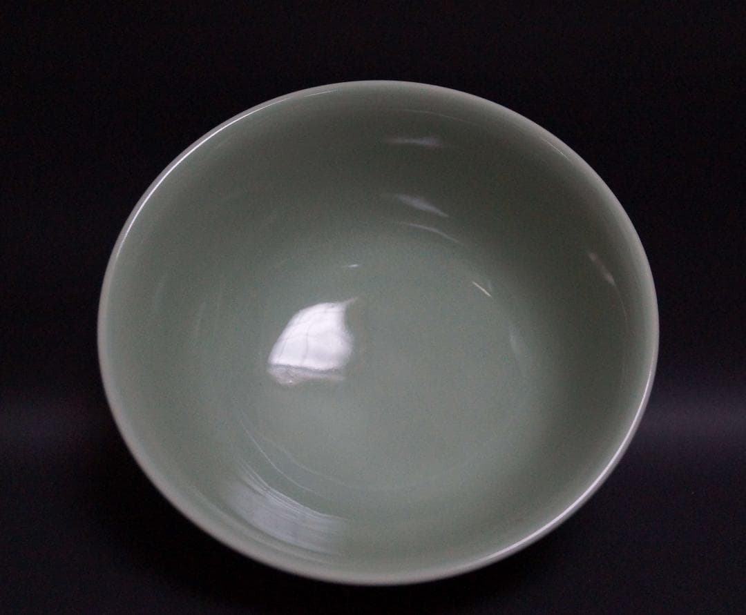 茶道具 四代 清風与平 造 秘色窯 大型鉢 径20.5cm 共箱