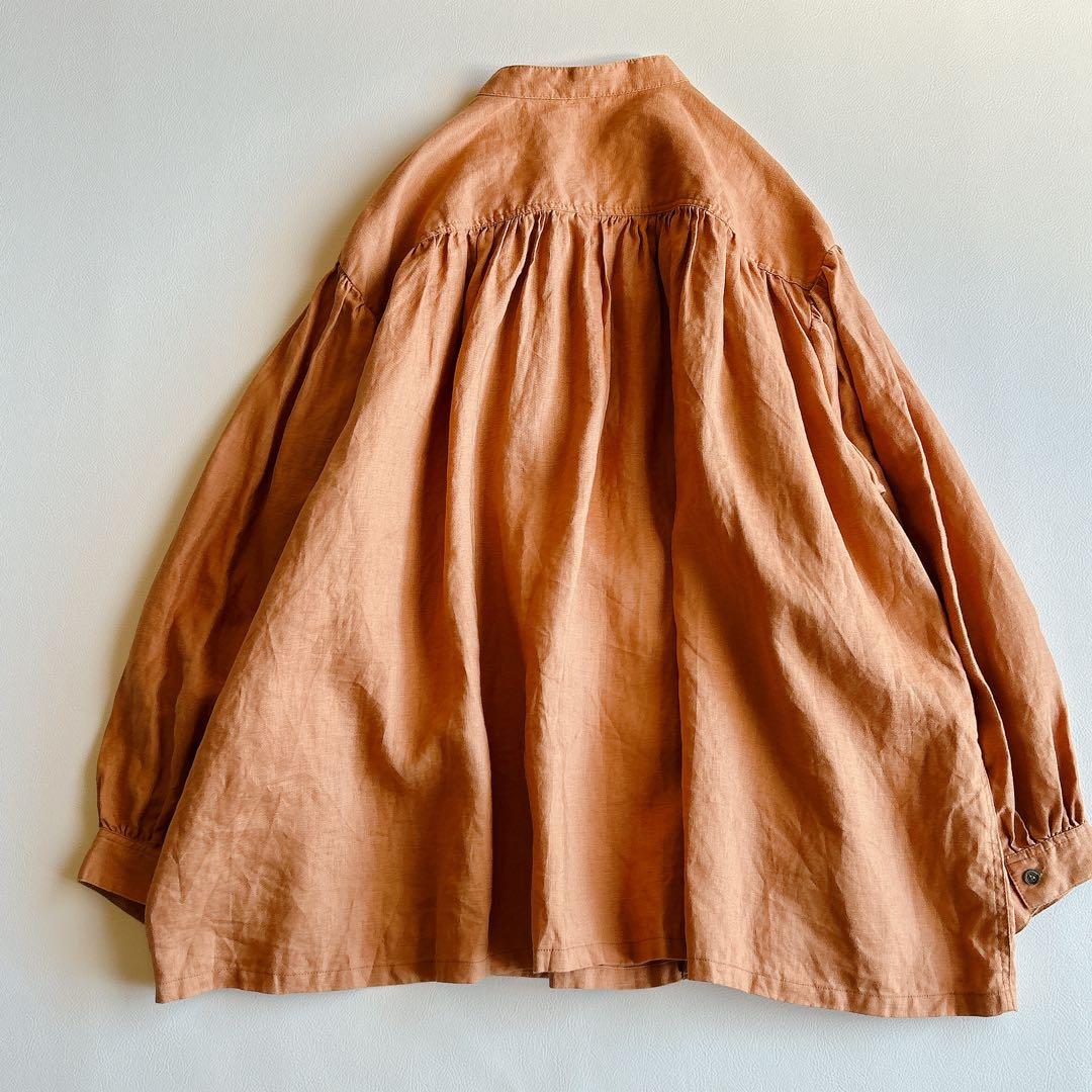 美品 ICHI Antiquite's ⿻ リネン ギャザー ワイドブラウス 麻