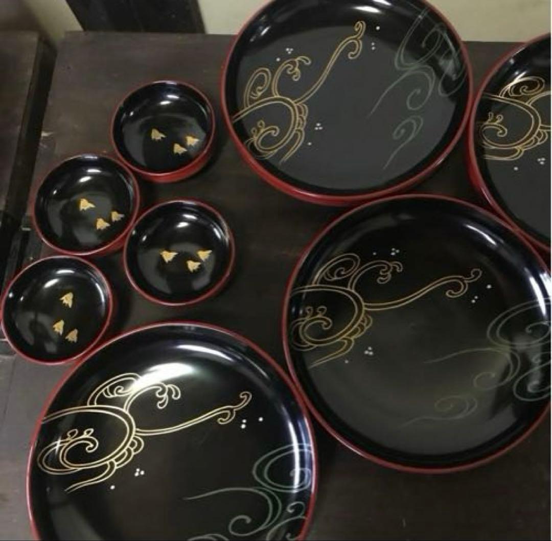 美品　輪島塗　蒔絵　当時物　漆器　刺身皿　取り皿　銘々皿　お祝い事　共箱付き