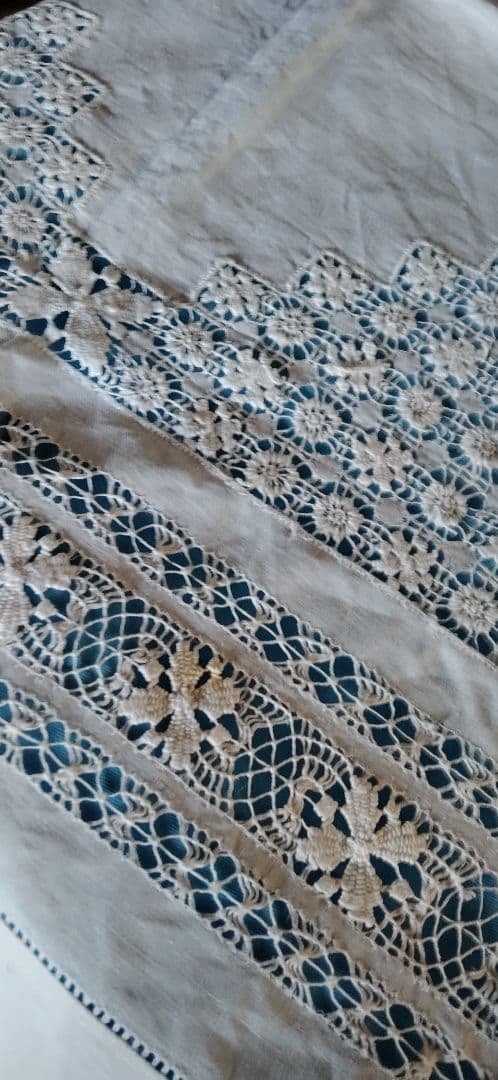 ロンドンのアンティーク屋さんでみつけたスレッドレースのテーブルクロス