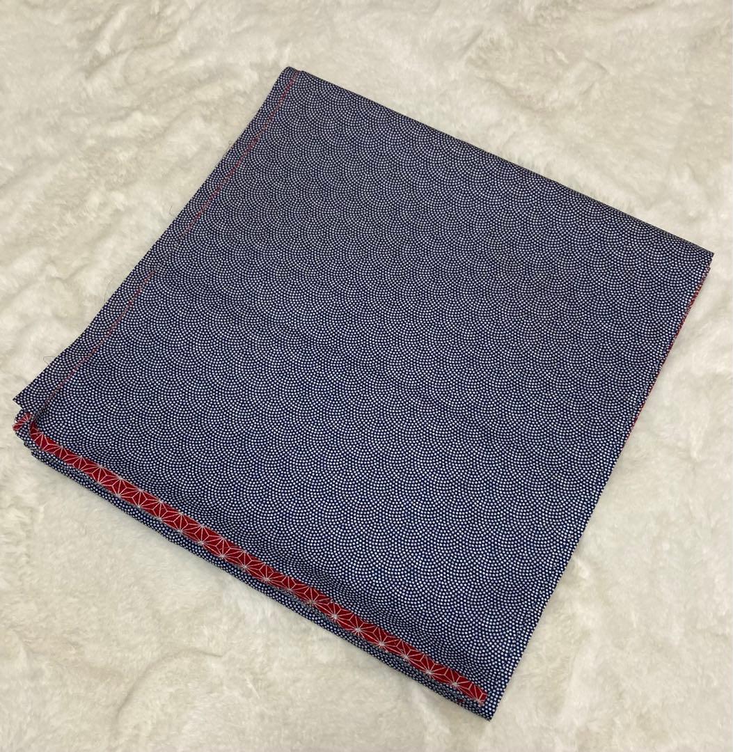 浴衣　反物　両面染め　青海波　麻の葉　紺×赤