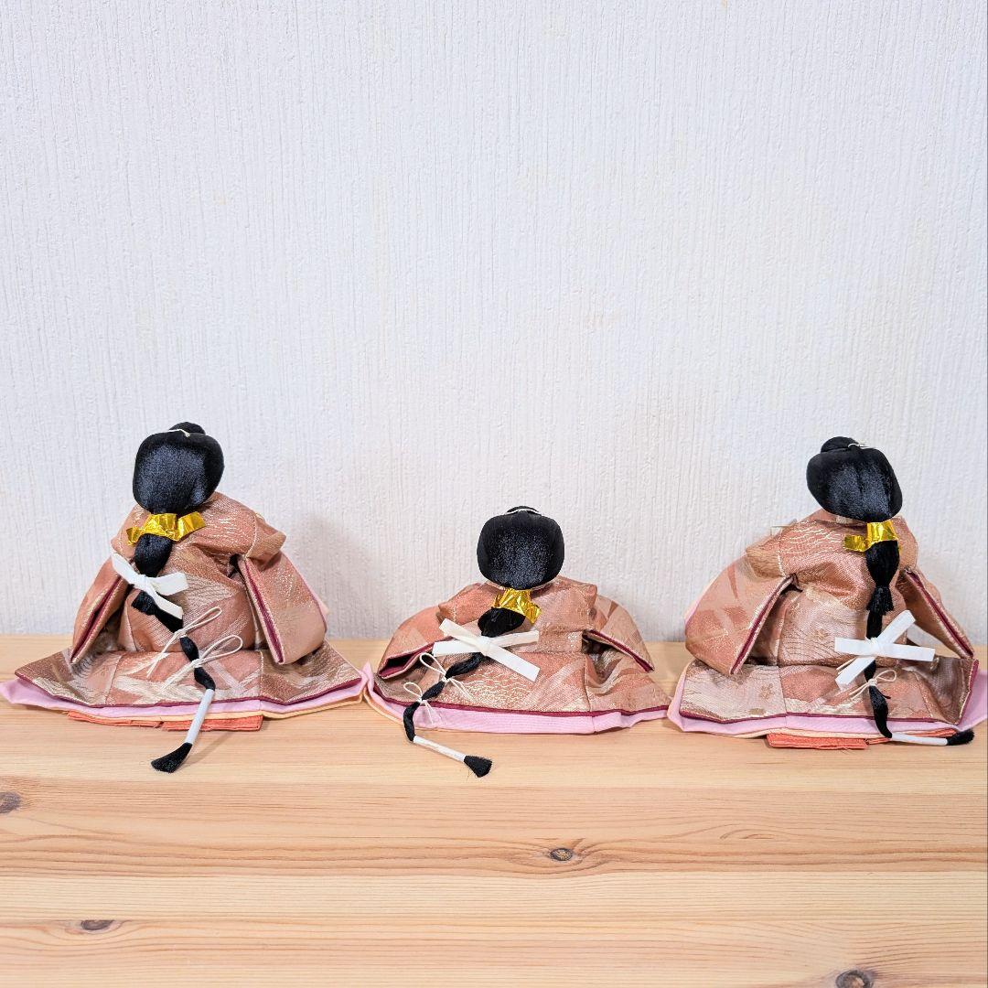 雛人形 三人官女 五人飾り 文様雛 長月作 ピンク 小さめ ひな人形 ひな祭り
