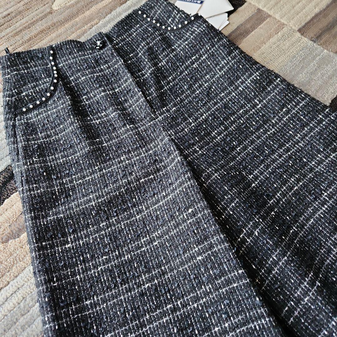 新品M'S GRACY ツイードガウチ ョパンツ ブラック系サイズ38