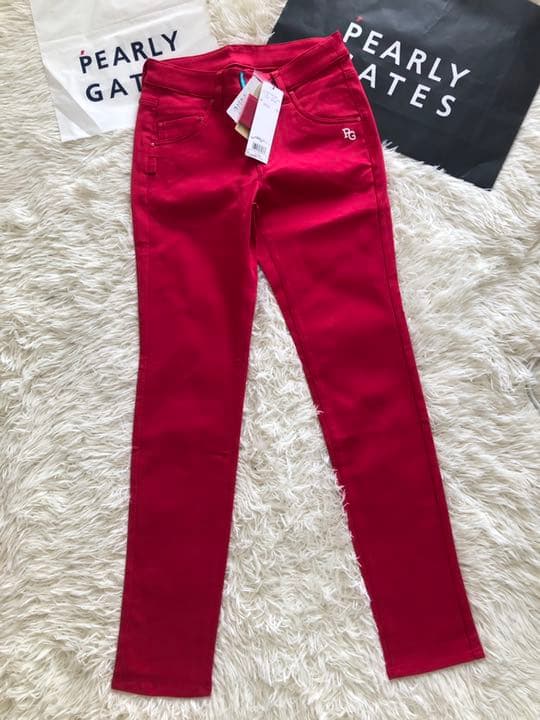 パーリーゲイツパワフルコットンストレッチロゴグラフィックレディースパンツサイズ0