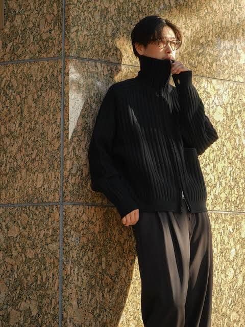 【新品】YOKE Wide Rib Highneck Zip Cardigan