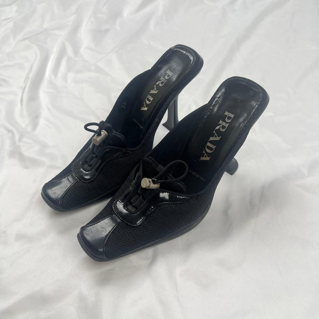 靴 Archive PRADA mesh mules black