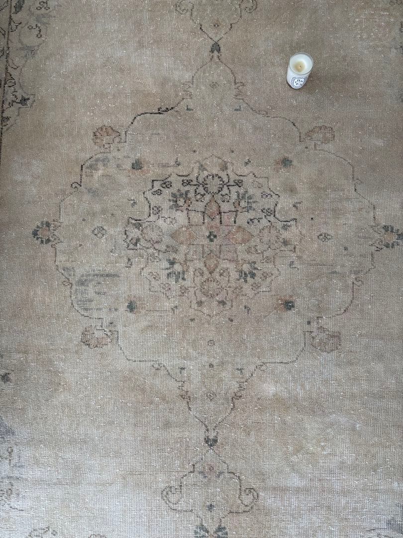 超大判　ヴィンテージラグ　オーバーダイ　オリエンタル　トルコ　ウシャク　ベージュ