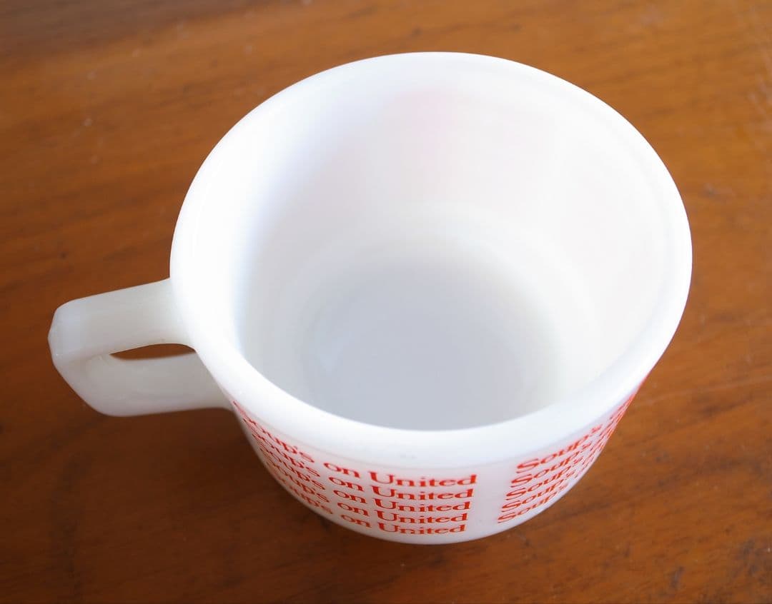 ★★ ユナイテッド航空 1970年代 耐熱ガラス製マグカップ／機内食 昭和レトロ