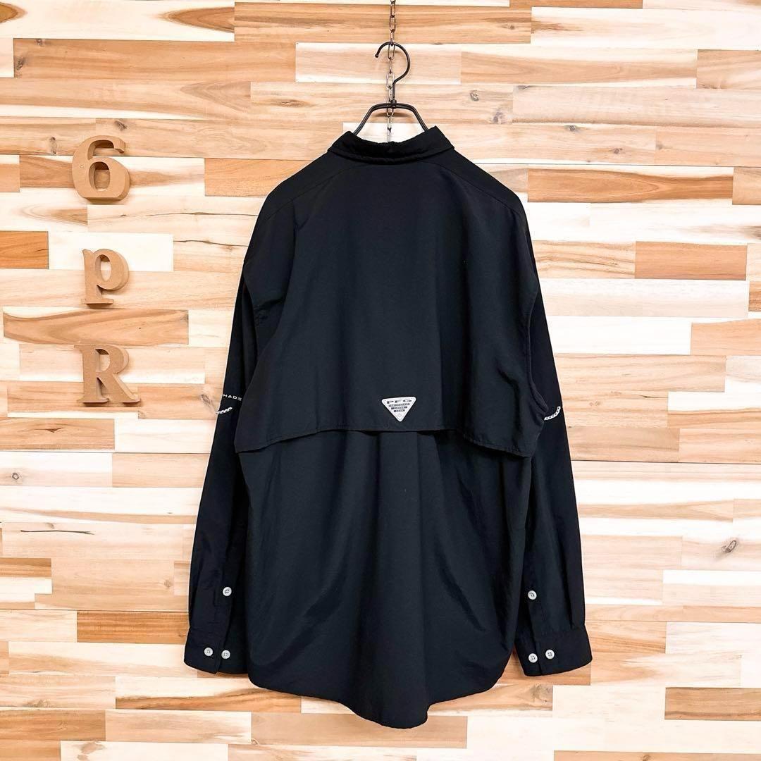 【コロンビア】PFG フィッシング 長袖シャツ 釣り 渓流 海 M 黒×グレー