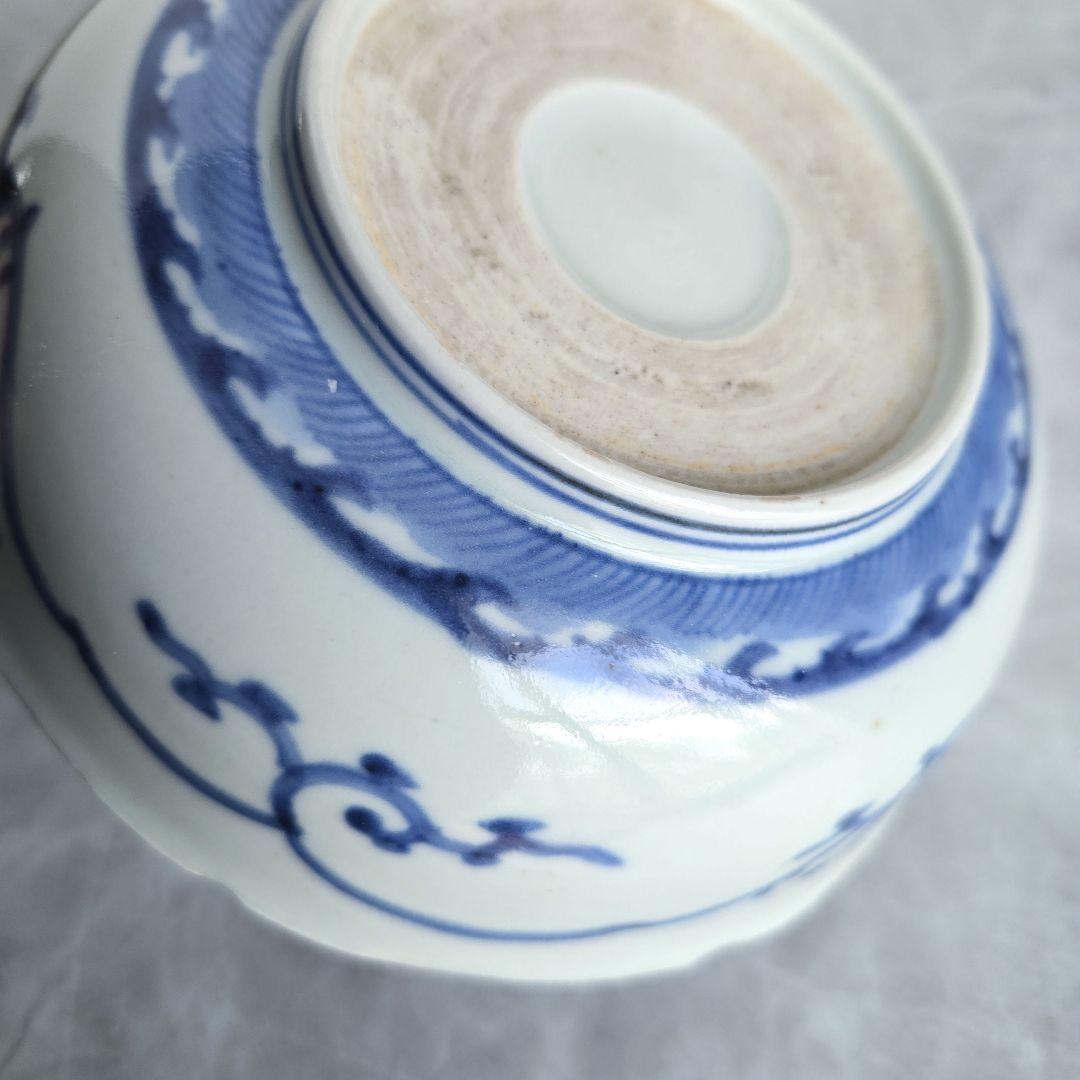 古伊万里　花唐草　深皿　江戸時代　染付　金彩　赤絵　金直し　金継ぎ　アンティーク