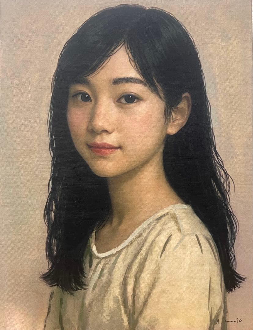 (F6号)東直人【純光】 表サイン有/裏共シール有/真作/油彩