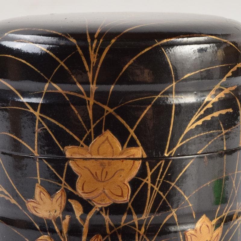 茶道具　金森春次作　花草蒔絵　長棗　共箱　V　9039