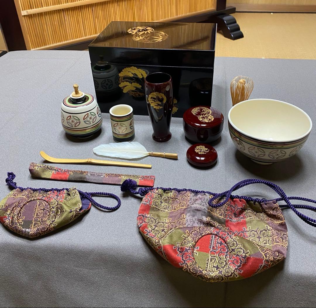 茶道具/茶箱 漆塗り 利休茶箱 工芸品 紙箱