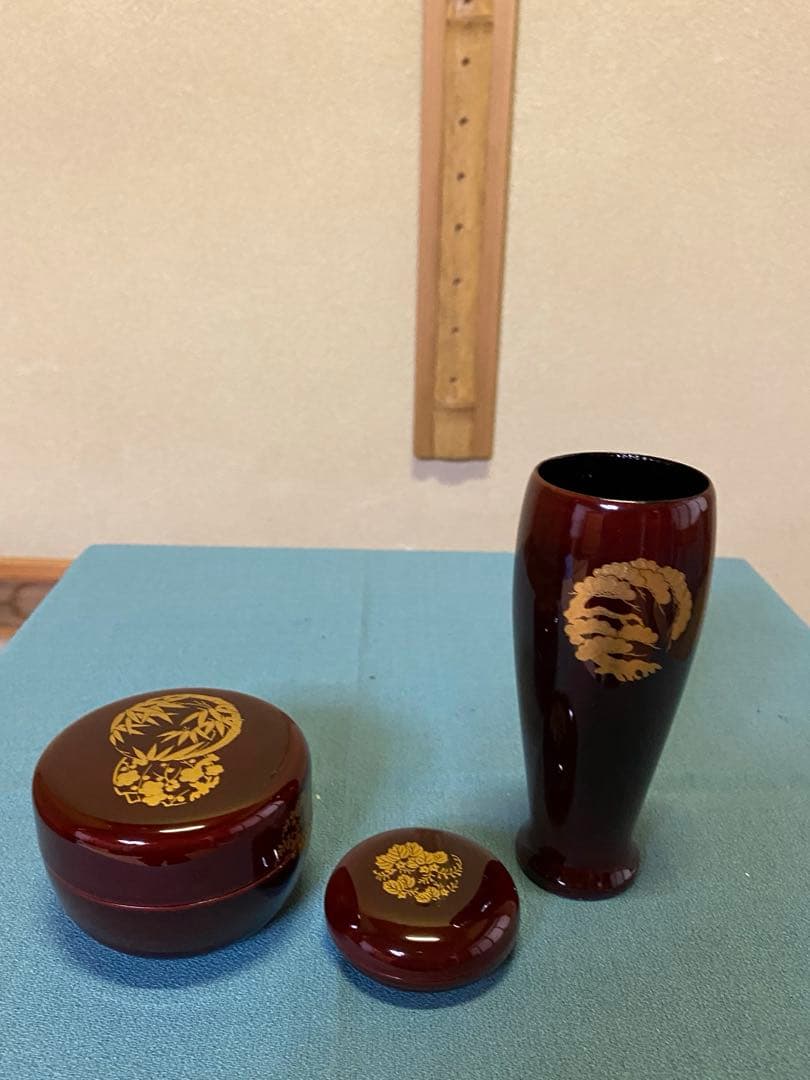 茶道具/茶箱 漆塗り 利休茶箱 工芸品 紙箱