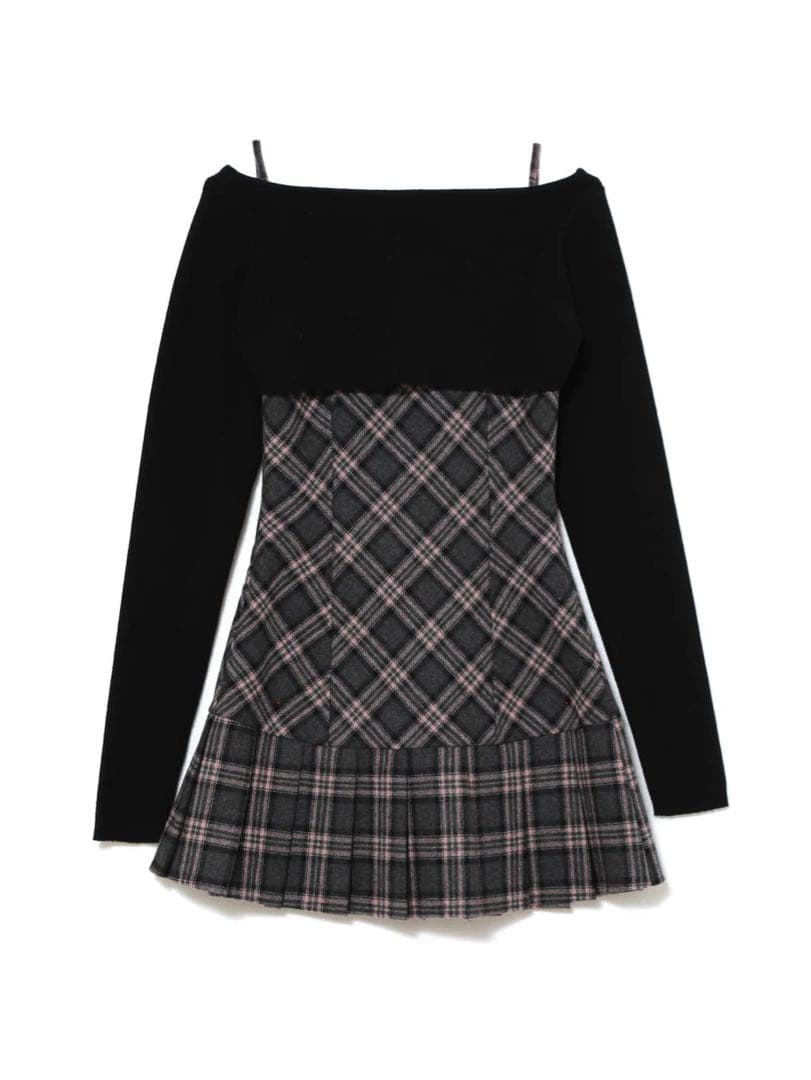 ワンピース andmary Selena check mini dress GRY gray