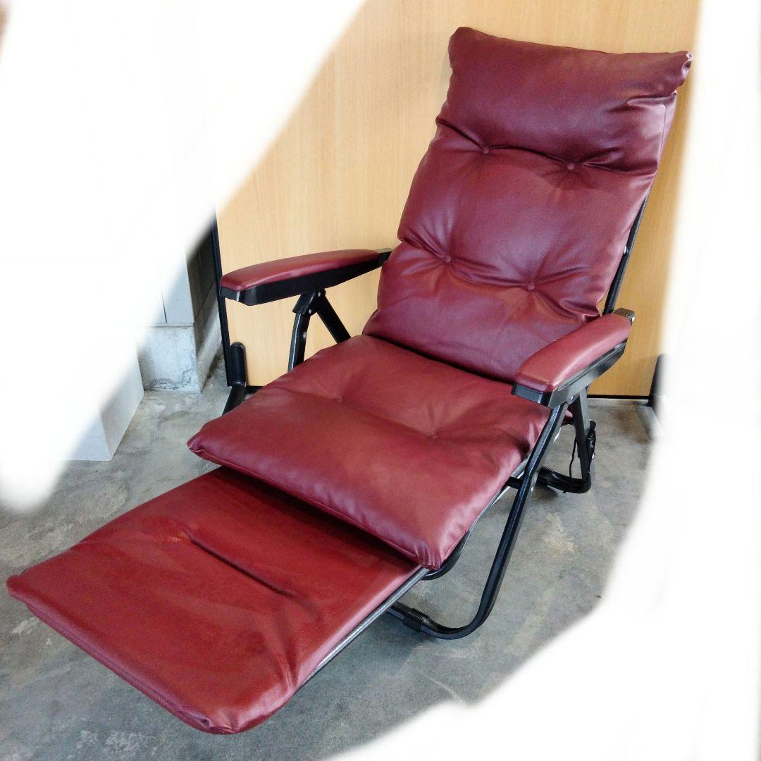 折り畳み可能　リクライニングチェア　ワインレッド