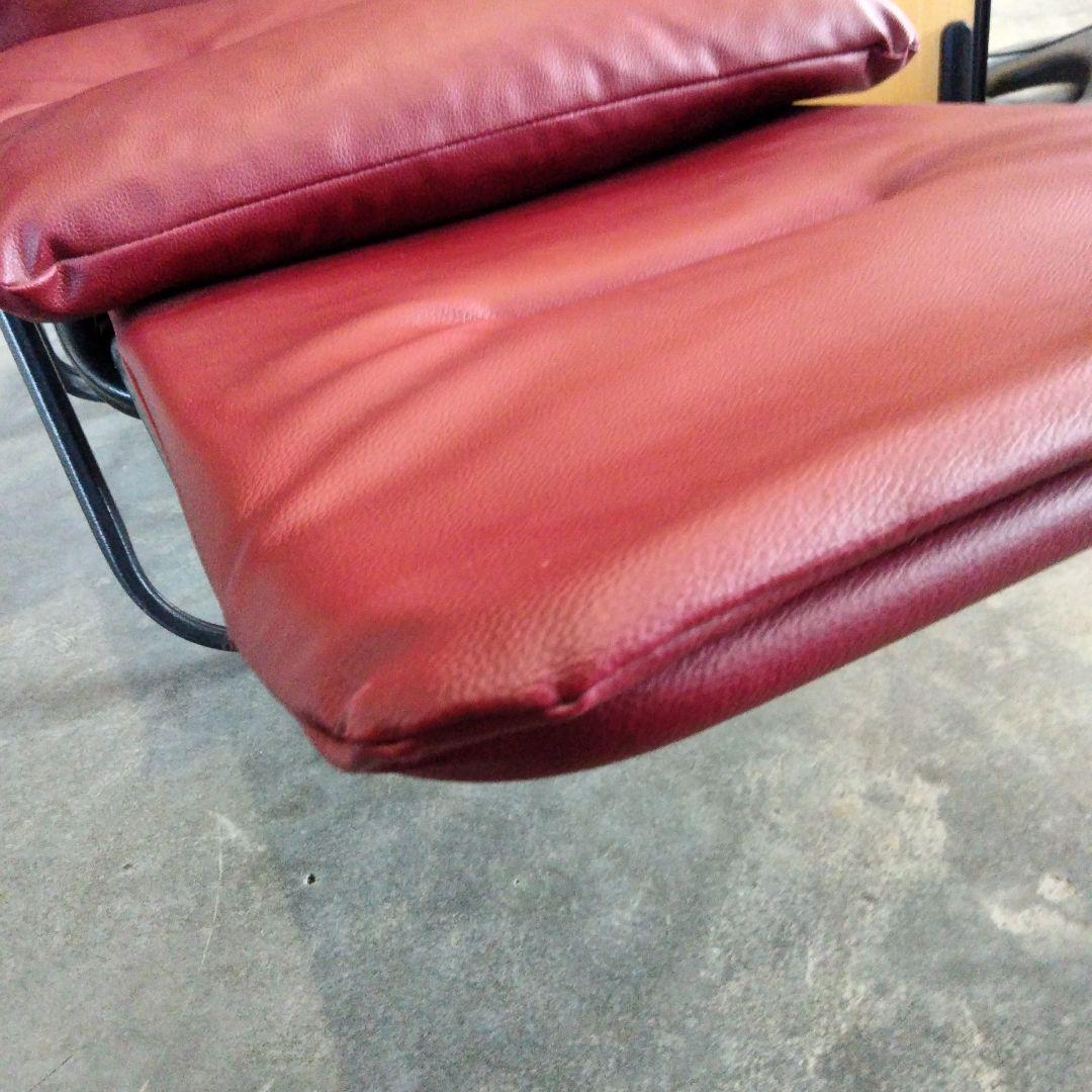 折り畳み可能　リクライニングチェア　ワインレッド