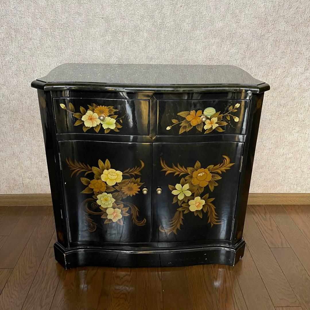 【ヴィンテージ・キャビネット】45X81X77 花柄の装飾箪笥　アジアン家具