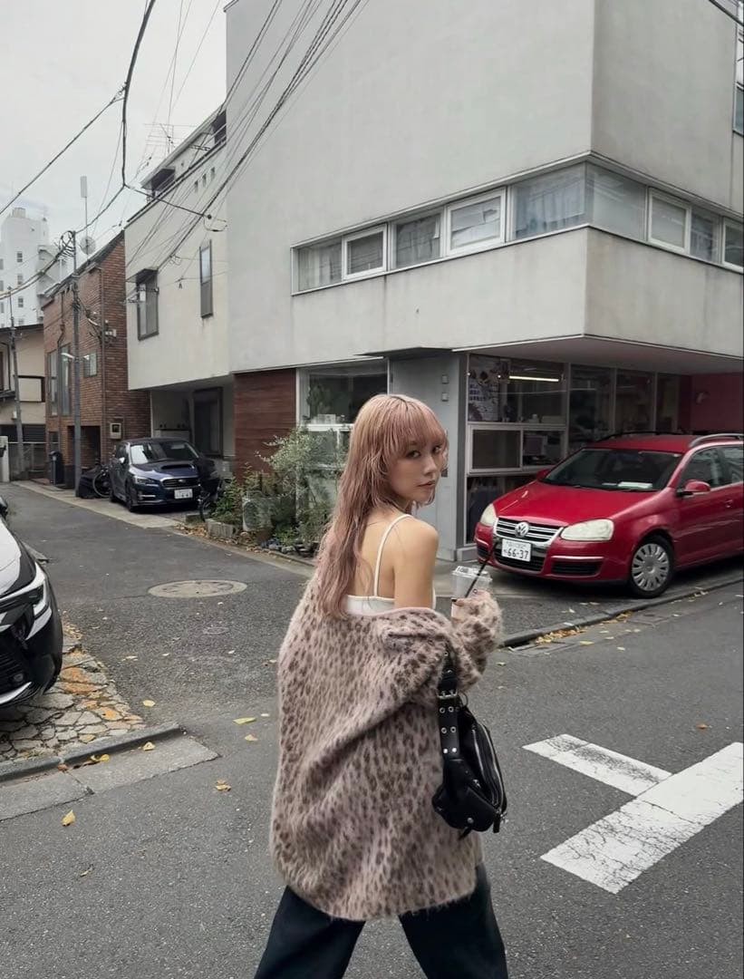 SLY スライ JQ LEOPARD カーディガン M/PNK レオパードニット