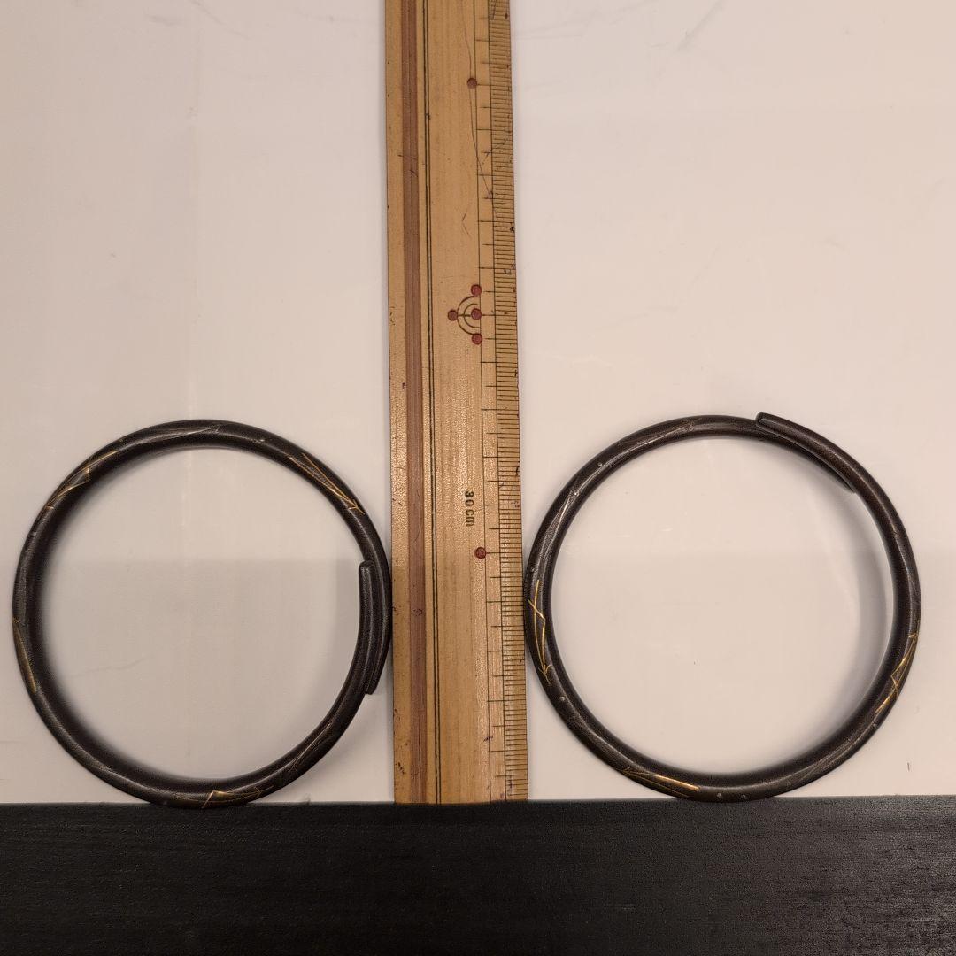 茶道具　釜鐶　嵌金銀松葉　釜釻　釜師　和田美之助造　共箱