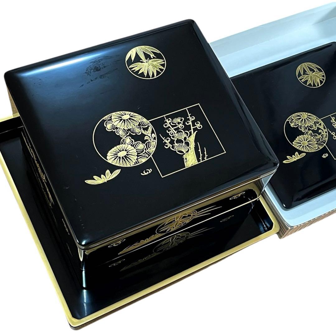 【桐箱付き】美品　輪島塗　2段重　輪島漆器　お重箱　伝統工芸品　骨董品　高級漆器