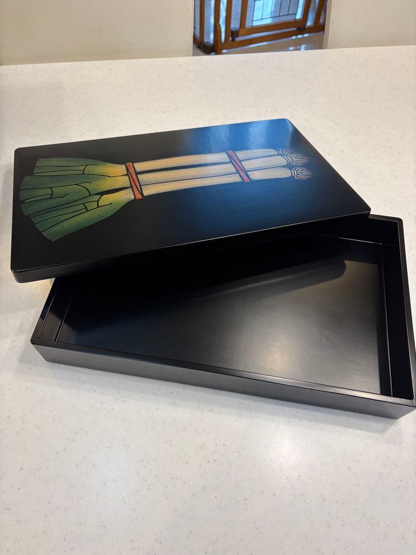 山本進也 野菜蒔絵 大型お重 一段 漆器 45cm 作家物