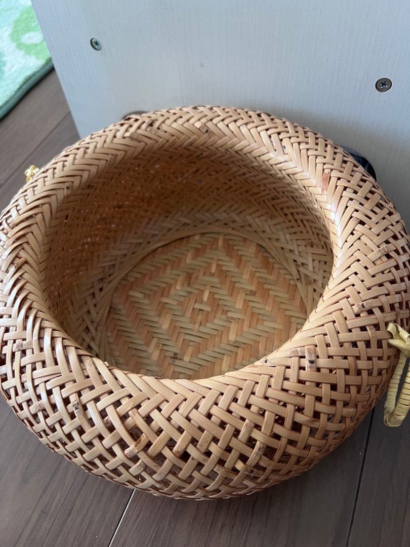 モンスイユ　ルイーズ フクロウぬいぐるみ＆竹籠　ふわふわ　ボア　グレー