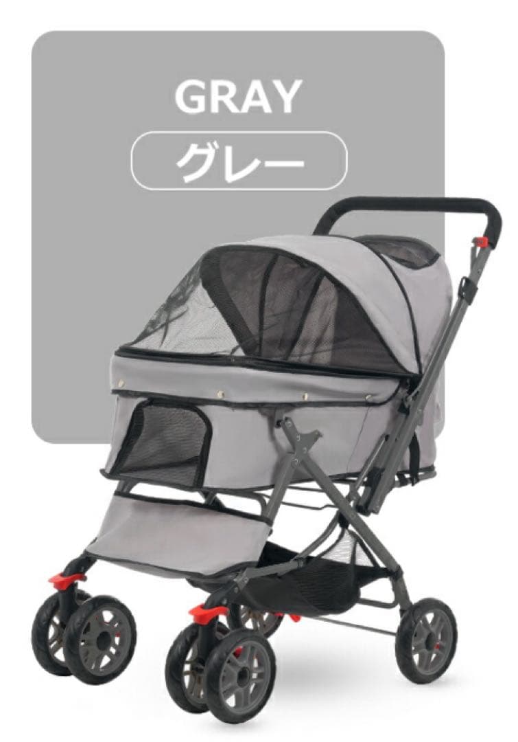 ペットカート　ドッグカート　ペット用品　犬用品　4輪　グレー