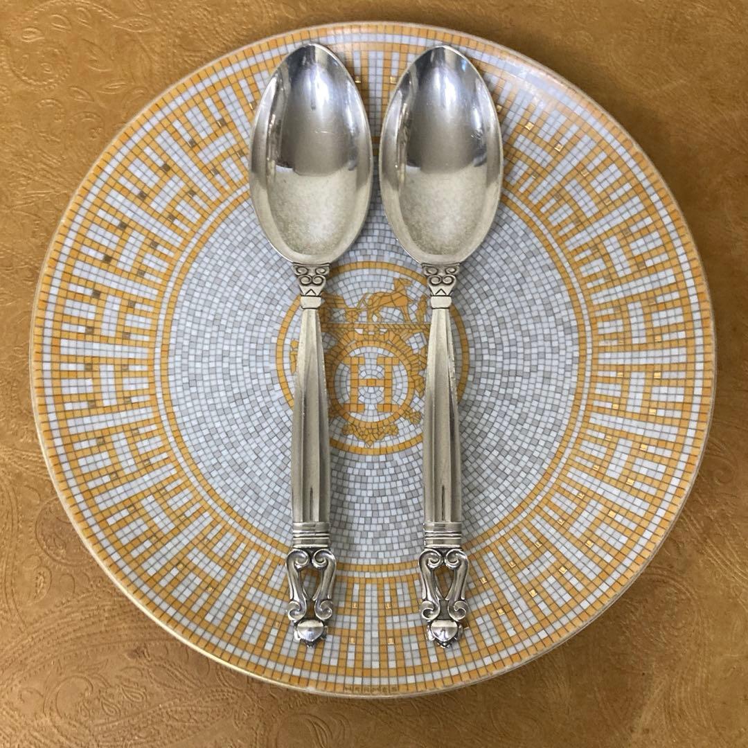 【ジョージジェンセン】純銀/約120g ディナースプーン 2点【エコーン】