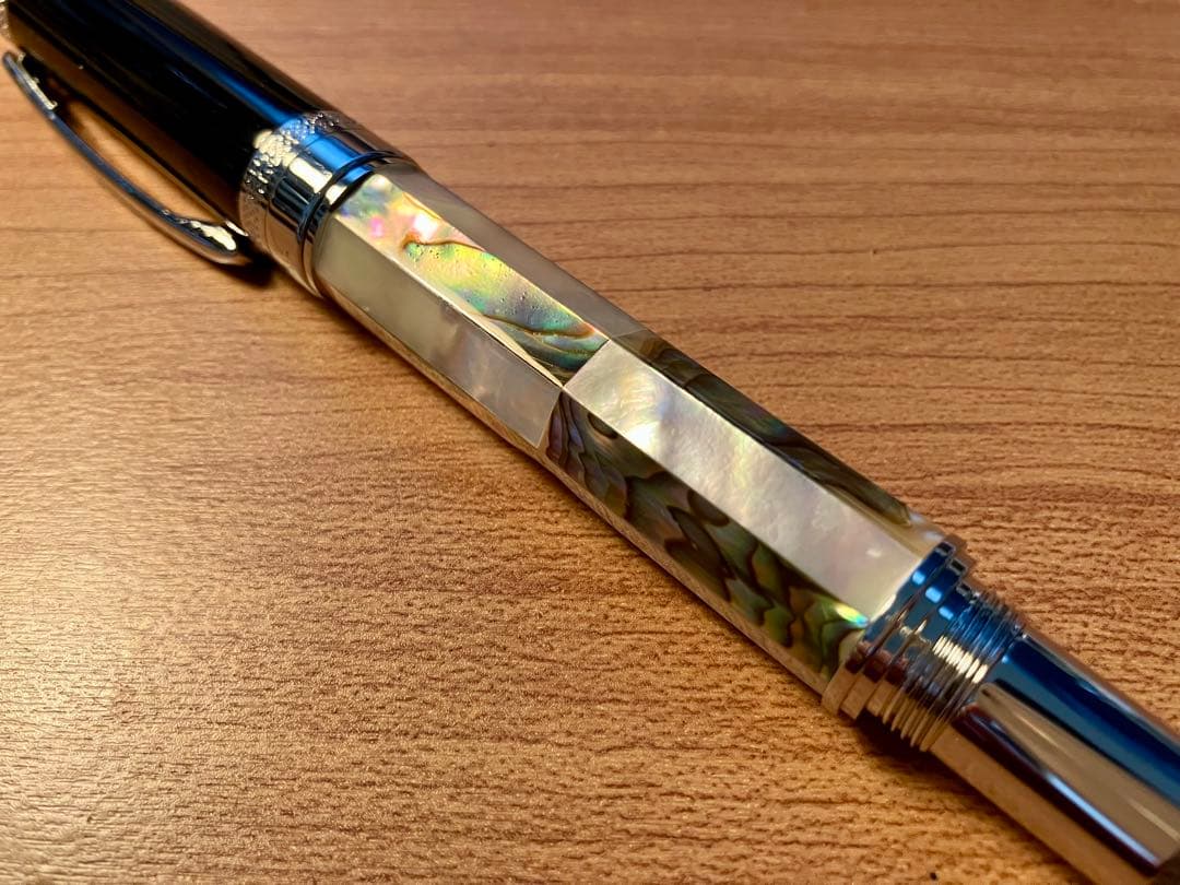 クロスポイント長刀研ぎ万年筆 螺鈿細工 極太