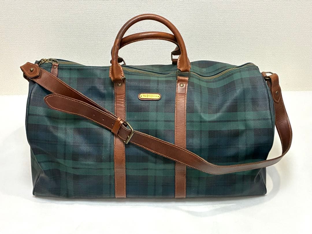 POLO RALPH LAUREN ボストンバック チェック柄 グリーン