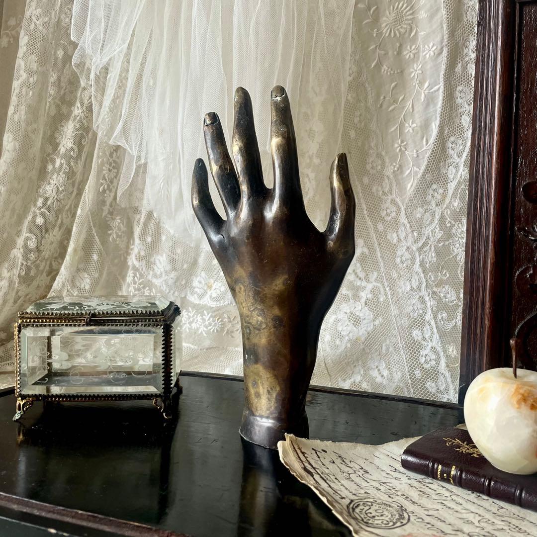 【希少】ブロンズハンドオブジェ　等身大　フランスアンティーク　店舗什器ジュエリー