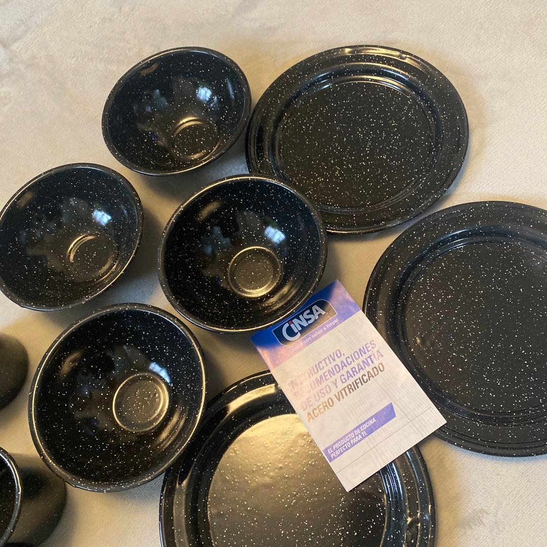 新品未開封★メキシコ　CINSA ホーロー　カップ　プレート　12個セット