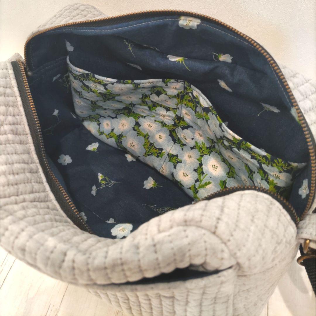 YONA様　スクエアショルダーバッグ　ヌビキルト(シルバーグレー、フォグブルー)