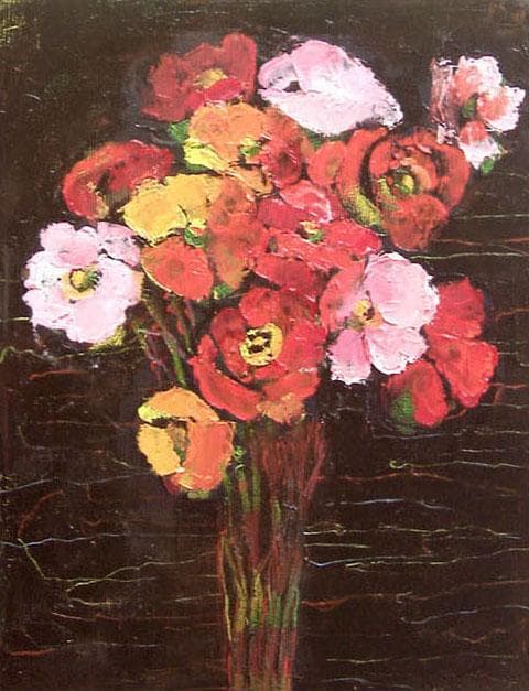 油絵 菅家令子 絵 絵画 インテリア uF6-112002 花 ポピー