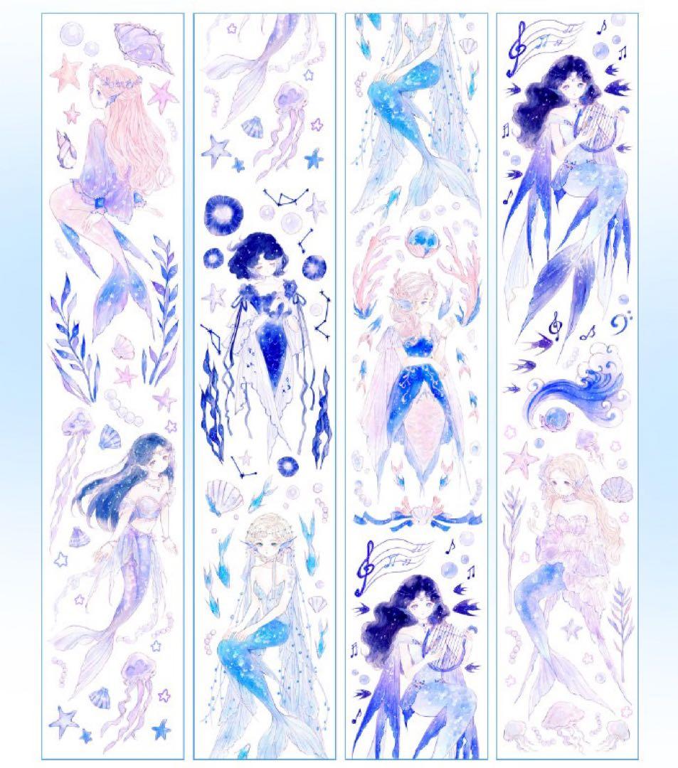 海外　柠檬树 女の子　人物　装飾　人魚　レトロ　マスキングテープ　4巻