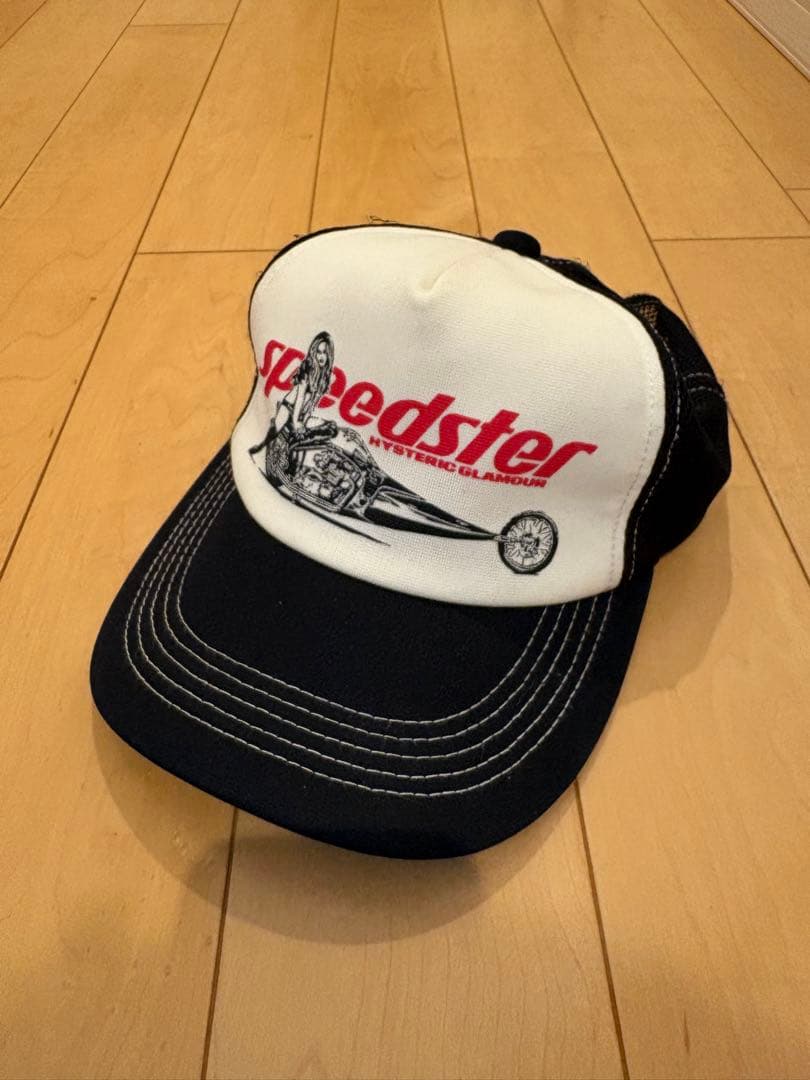 ヒステリックグラマー　speedster キャップ ホワイト/ブラック