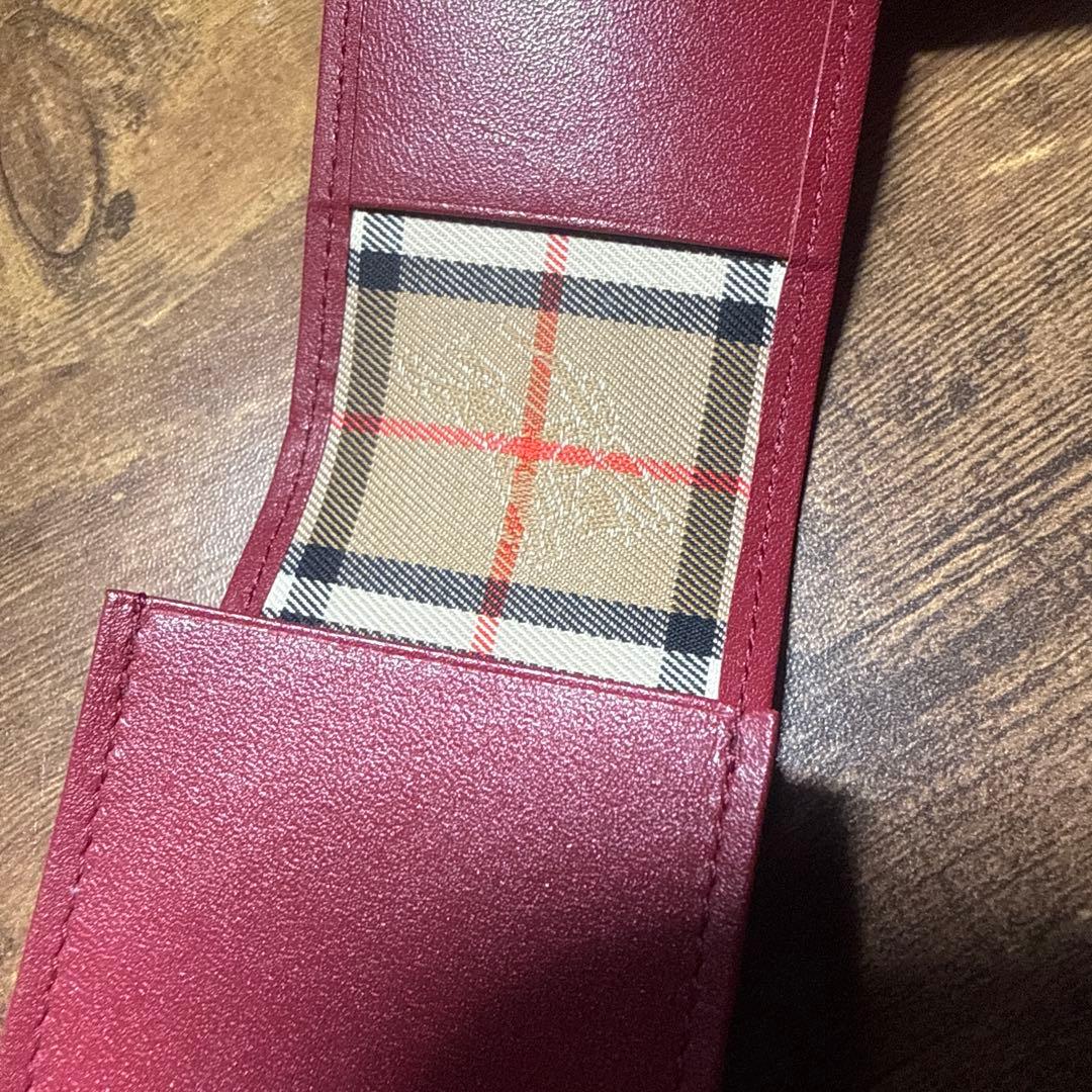 箱付 美品 バーバリー BURBERRY ペンケース 筆箱 赤 万年筆ケース