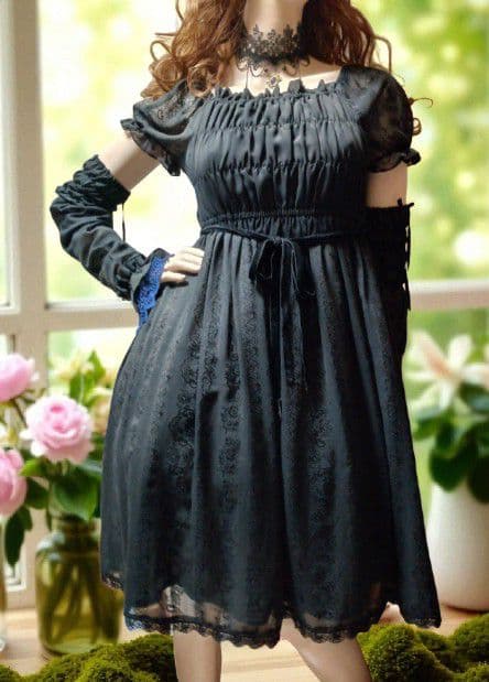 す*︎様 Moi-meme-Moitie 薔薇シフォンワンピース アームカバー