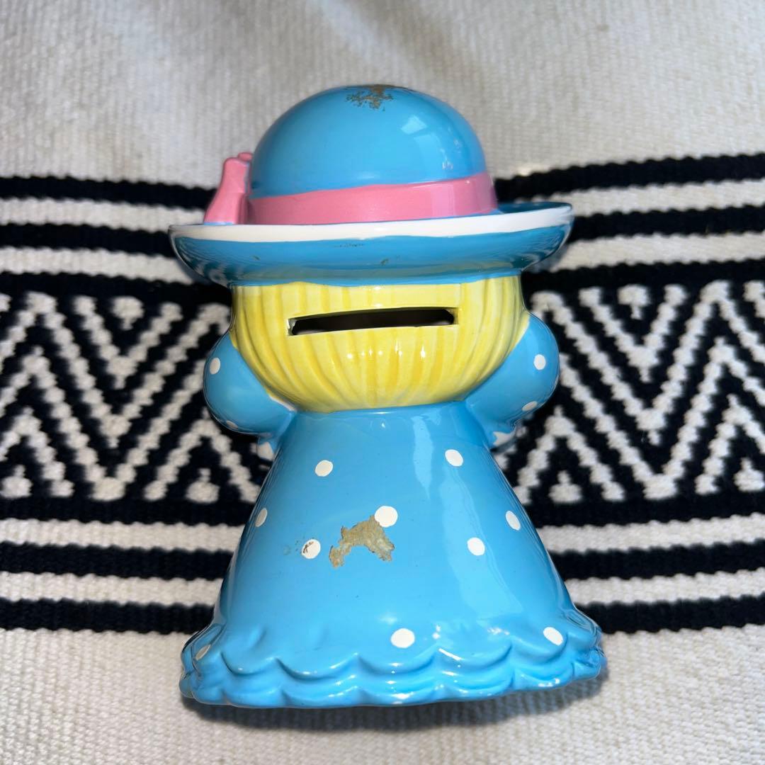 内藤ルネデザイン　青いドレスの少女 貯金箱