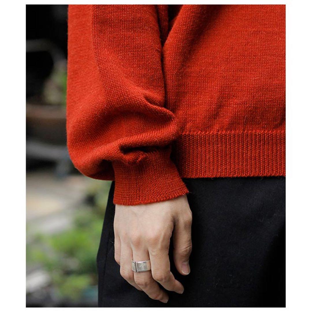 インテリム ウール アルパカ 7ゲージ クルーネック セーター ニット レッド